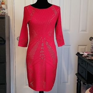 Calvin Klein red laser cut body con dress